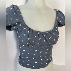 Hollister Blue Floral Crop Top